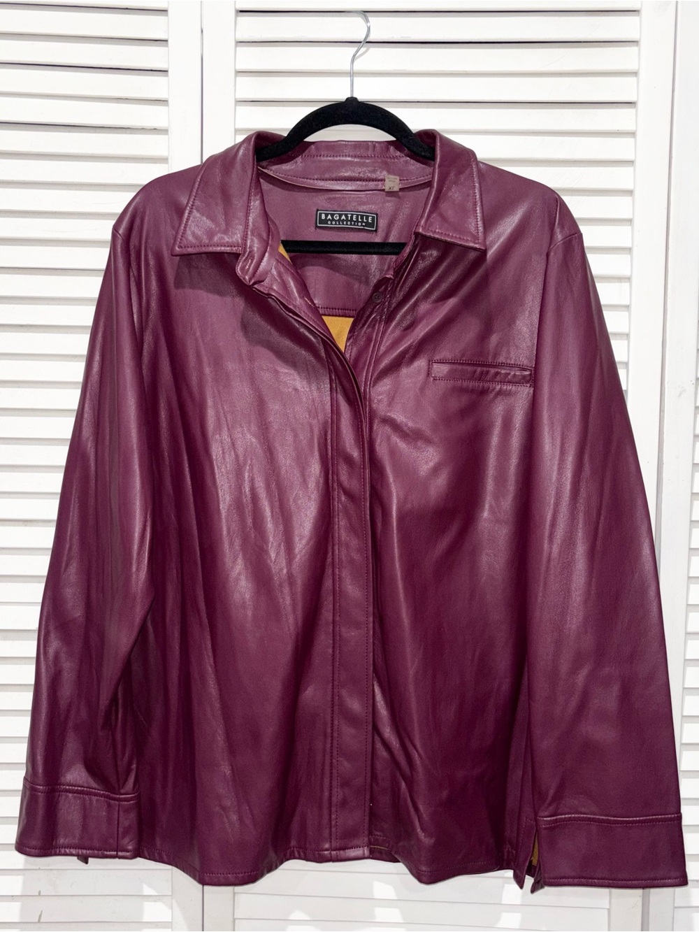 Bagatelle Women's Plum Faux Leather Button-Front Jacket Size XL